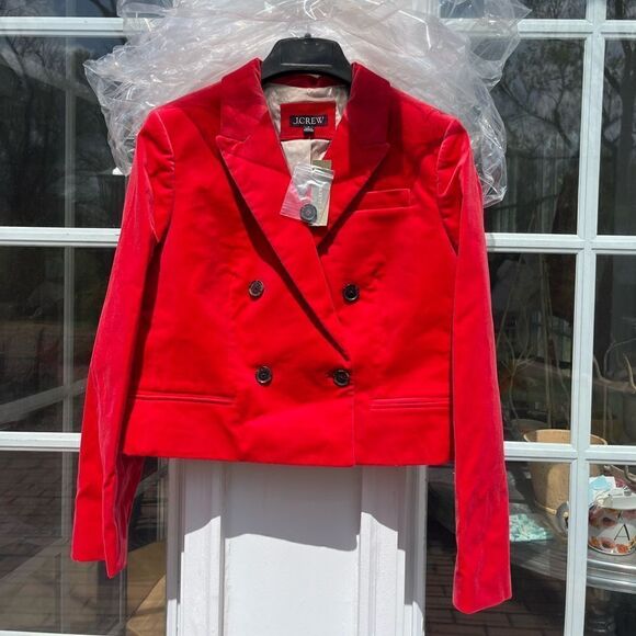 J Crew Cropped Double Breasted Velvet Blazer NWT - Picture 5 of 10